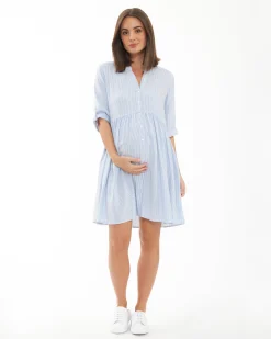 Sam Stripe Dress  Sky Blue / White