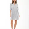 Sam Stripe Dress  Slate / White
