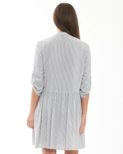 Sam Stripe Dress  Slate / White