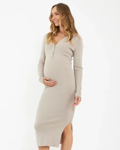 Sammy Knit Polo Dress  Stone