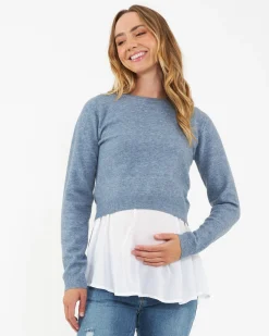 Sandy Detachable Nursing Knit  Denim Marle
