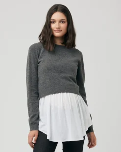 Sandy Detachable Nursing Knit  Charcoal Marle