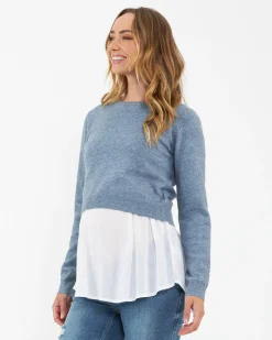 Sandy Detachable Nursing Knit  Denim Marle