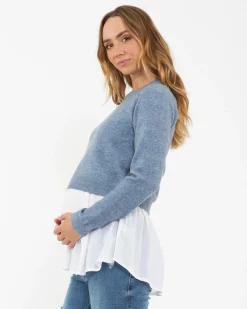 Sandy Detachable Nursing Knit  Denim Marle