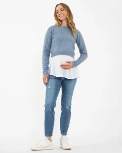 Sandy Detachable Nursing Knit  Denim Marle