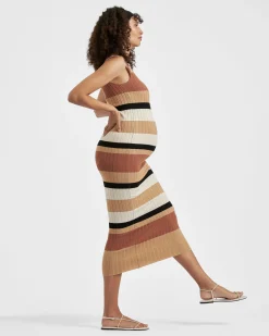Sarah Stripe Knit Dress  Amber / Natural / Black