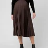 Satin Pleat Skirt Chocolate