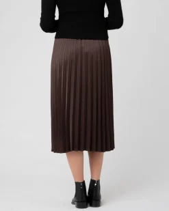 Satin Pleat Skirt Chocolate