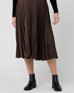 Satin Pleat Skirt Chocolate
