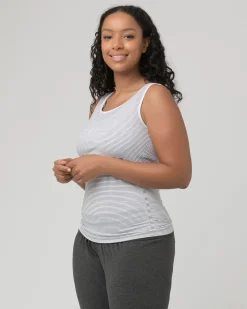 Seamless Nursing Stripe Tank Grey / White