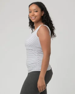 Seamless Nursing Stripe Tank Grey / White