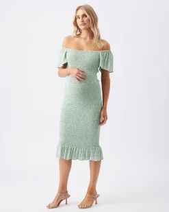 Selma Shirred Dress  Pistachio