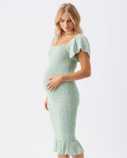 Selma Shirred Dress  Pistachio