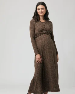 Shae Cross Front Nursing Dress Tan