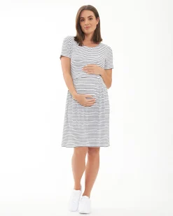 Shelly Summer Nursing Dress White / Black