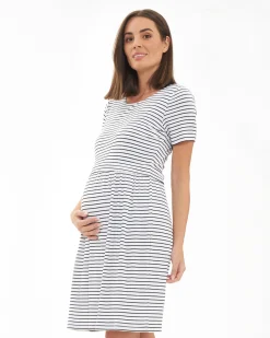 Shelly Summer Nursing Dress White / Black