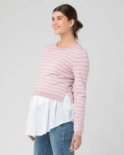 Sia Nursing Knit Dusty Pink / White