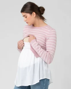 Sia Nursing Knit Dusty Pink / White