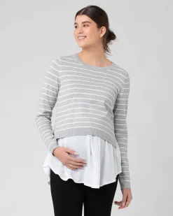 Sia Nursing Knit Silver Marle / White