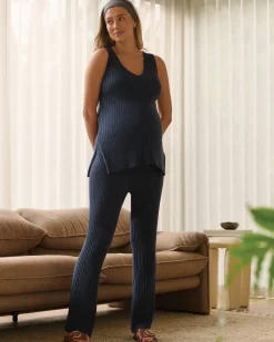 Sienna Rib Knit Pant  French Navy