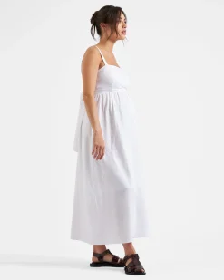 Simone Tie Back Linen Dress  White