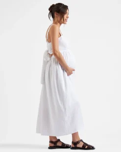 Simone Tie Back Linen Dress  White
