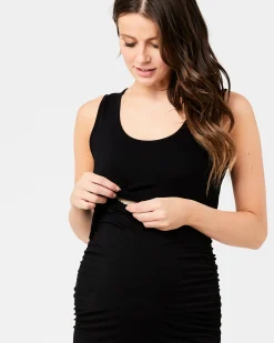Sleeveless Nursing Tube Dress Black