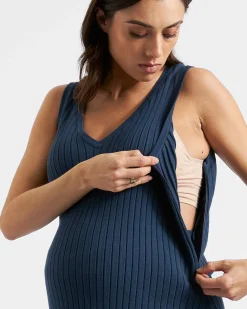 Sophie Rib Knit Nursing Top  French Navy