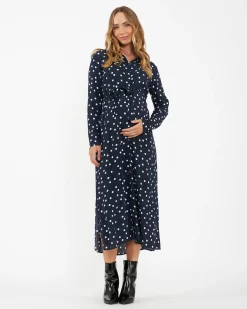 Spot Shirt Dress  Navy / White