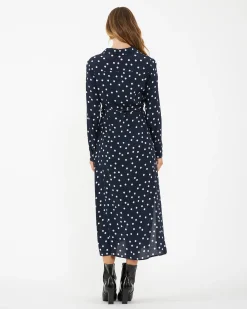 Spot Shirt Dress  Navy / White