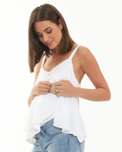 Stacy Split Front Nursing Cami White