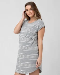 Stevie Nursing Nightie Silver/White/Black