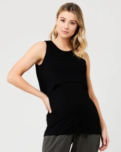 Summer Swing Back Nursing Tank Black