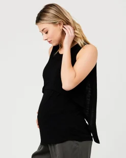 Summer Swing Back Nursing Tank Black
