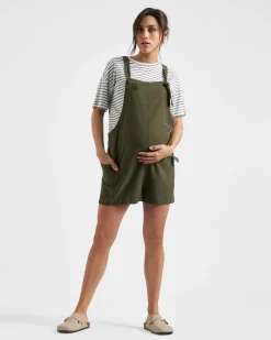 Terry Linen Playsuit Olive