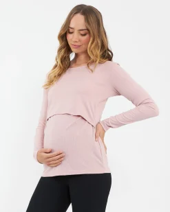 Tessa Rib Nursing Top Dusty Pink