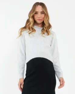 Tia Crop  Knit  Snow Marle