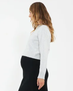 Tia Crop  Knit  Snow Marle