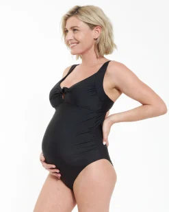Tie Front One Piece Black