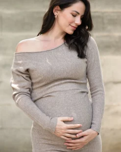 Tobie Off Shoulder Knit Dress Mocha