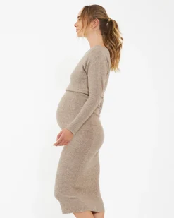 Tobie Off Shoulder Knit Dress Mocha