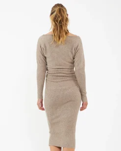 Tobie Off Shoulder Knit Dress Mocha