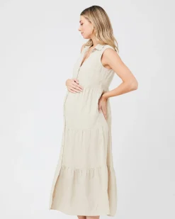 Tracy Tiered Linen Dress Natural