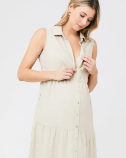 Tracy Tiered Linen Dress Natural