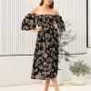Trina Shirred Dress  Black / Natural