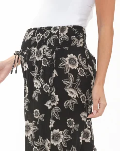 Trina Shirred Pants  Black / Natural