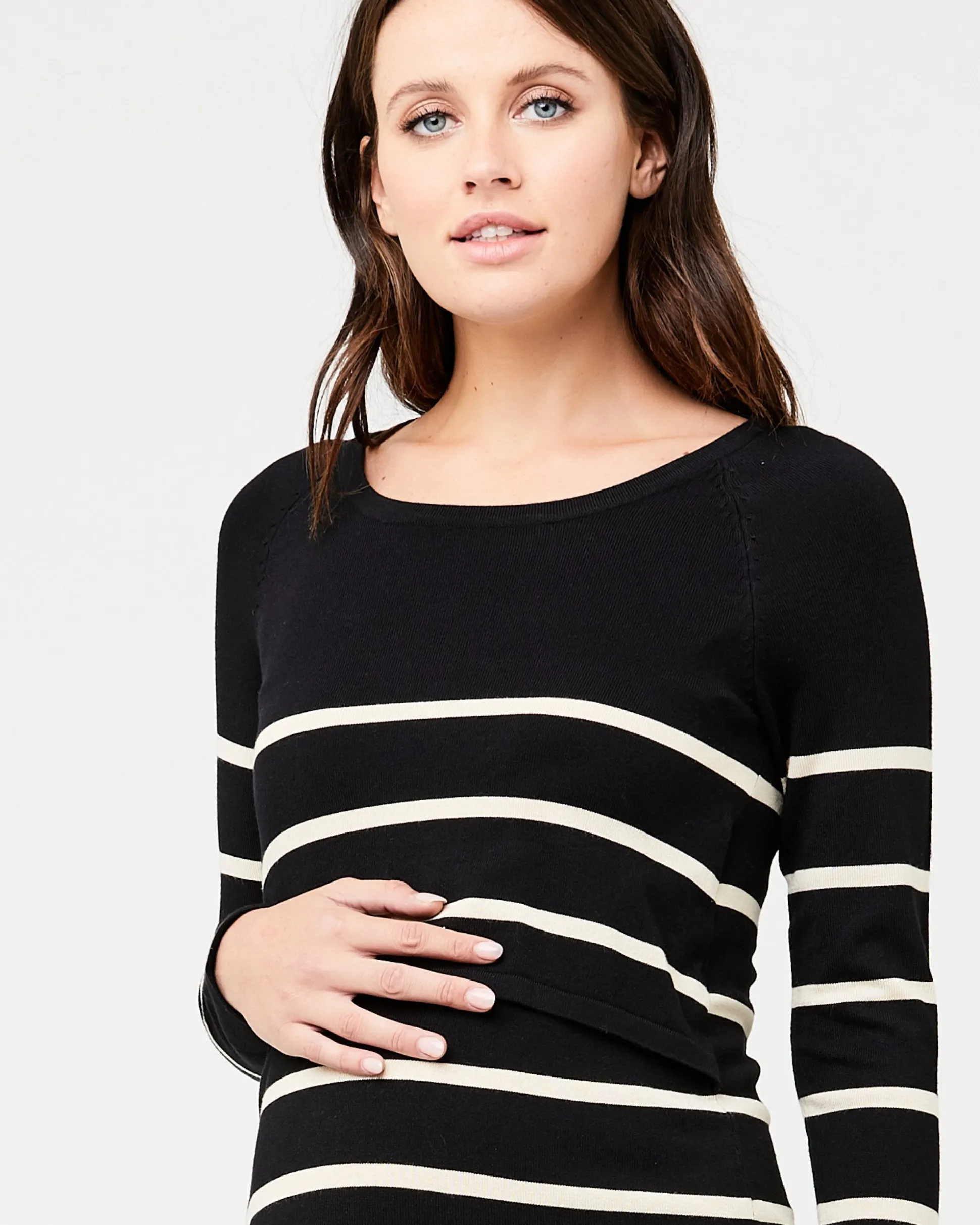 Valerie Up/Down Nursing Tunic Black / Ecru