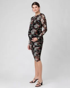 Wild Bloom Nursing Dress Black
