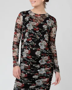 Wild Bloom Nursing Dress Black