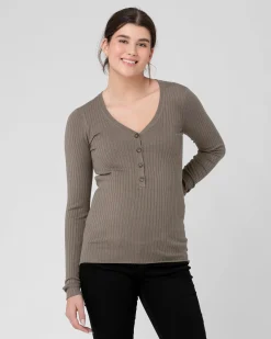 Zoe Button Up Nursing Knit Olive